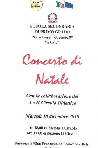 Il “Concerto di Natale” della scuola “G. Bianco - G. Pascoli”
